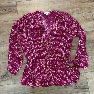 Allison Joy top - pink and white dot